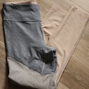 Outdoor Voices | Comfy Colorblock Leggings in Gray Blie Pink Stripes